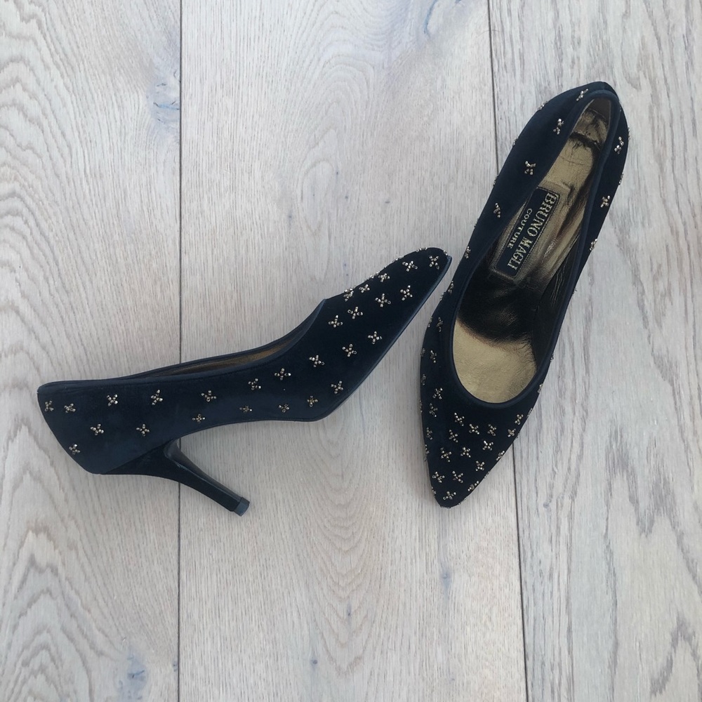 Never Worn Bruno Magli Couture Velvet Beaded Heels